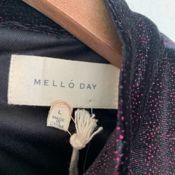 Mello Day Long Sleeve Purple Sparkles Wine Dress L - Picture 5 of 6